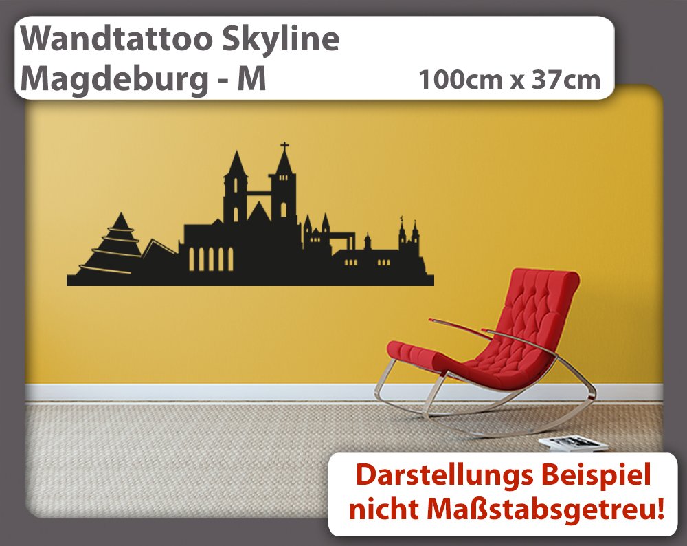 Wandtattoo „Magdeburg“ Mit Sehenswürdigkeiten – Abziehbarer Wandaufkleber, 180 X 20 Cm, Matt & Rückstandsfrei