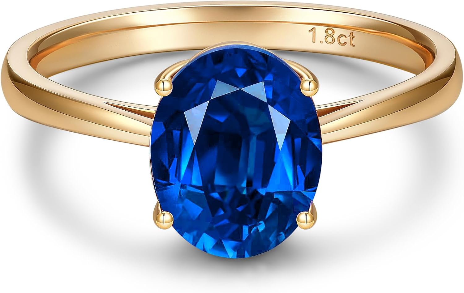 GONA Lab Grown Sapphire Ring for Women, 1.0/1.8/5.5CT Royal Blue Round Brilliant Cut Engagement Ring in Champagne Gold Plated Tarnish-Resistant Silver, September Birthstone Jewelry Gift, GRC Certified