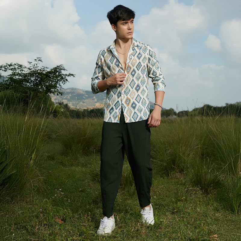 Image of CAHOOT Men's Shirt for Casual Wear | Spread Collar | Long Cuffed Sleeves | Button Closure | Shirt Crafted with Comfort Fit for Everyday Wear