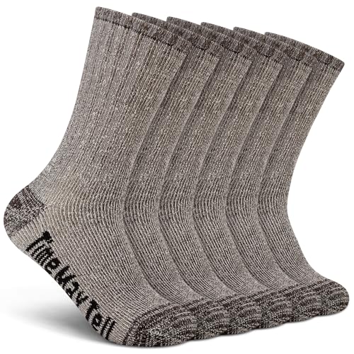 Image of Time May Tell Mens Merino Wool Hiking Cushion Socks Thermal Warm Crew Winter Boot Socks Pack (2 /4 Pair,6-13 Size)