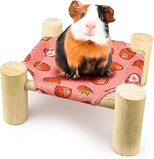 Guinea Pig Bed Guinea Hammok Bed Elevated Guinea Pig Hideout Bed Rabbit Bed Rabbit Bed Comfortable Lying Small Animal Bed (Strawberry)