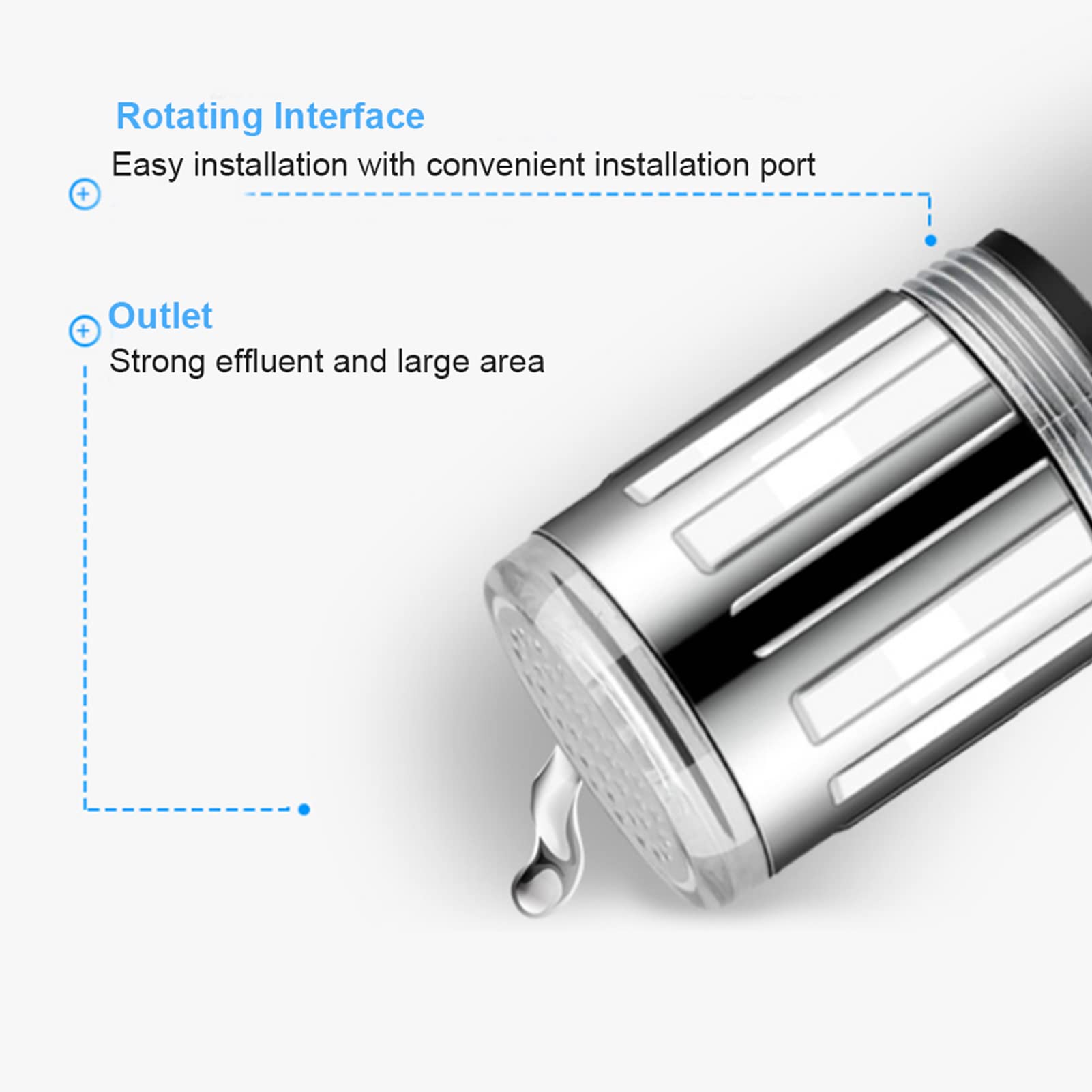 3-Color Temperature Sensitive Gradient LED Water Faucet Light Water Stream Color Changing Faucet Tap Sink Faucet for Kitchen — view 7