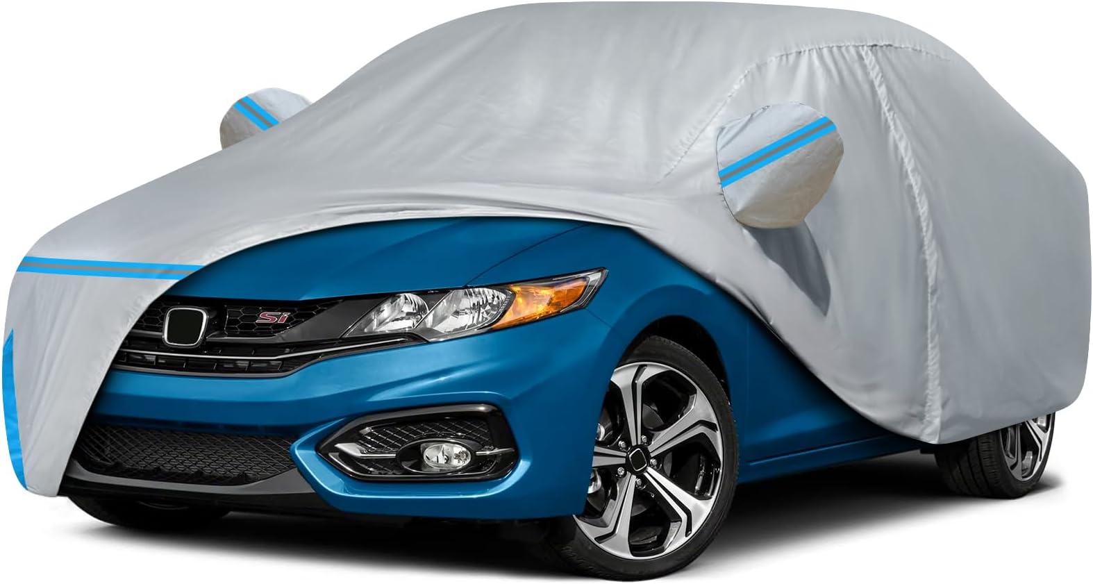 Waterproof Car Cover for 1991-2025 Honda Civic Sedan/Coupe, Custom-fit All Weather Sun Rain UV Dust Snow Protection Outdoor Civic Car Cover with Door Zipper and Cotton Lining-Gray