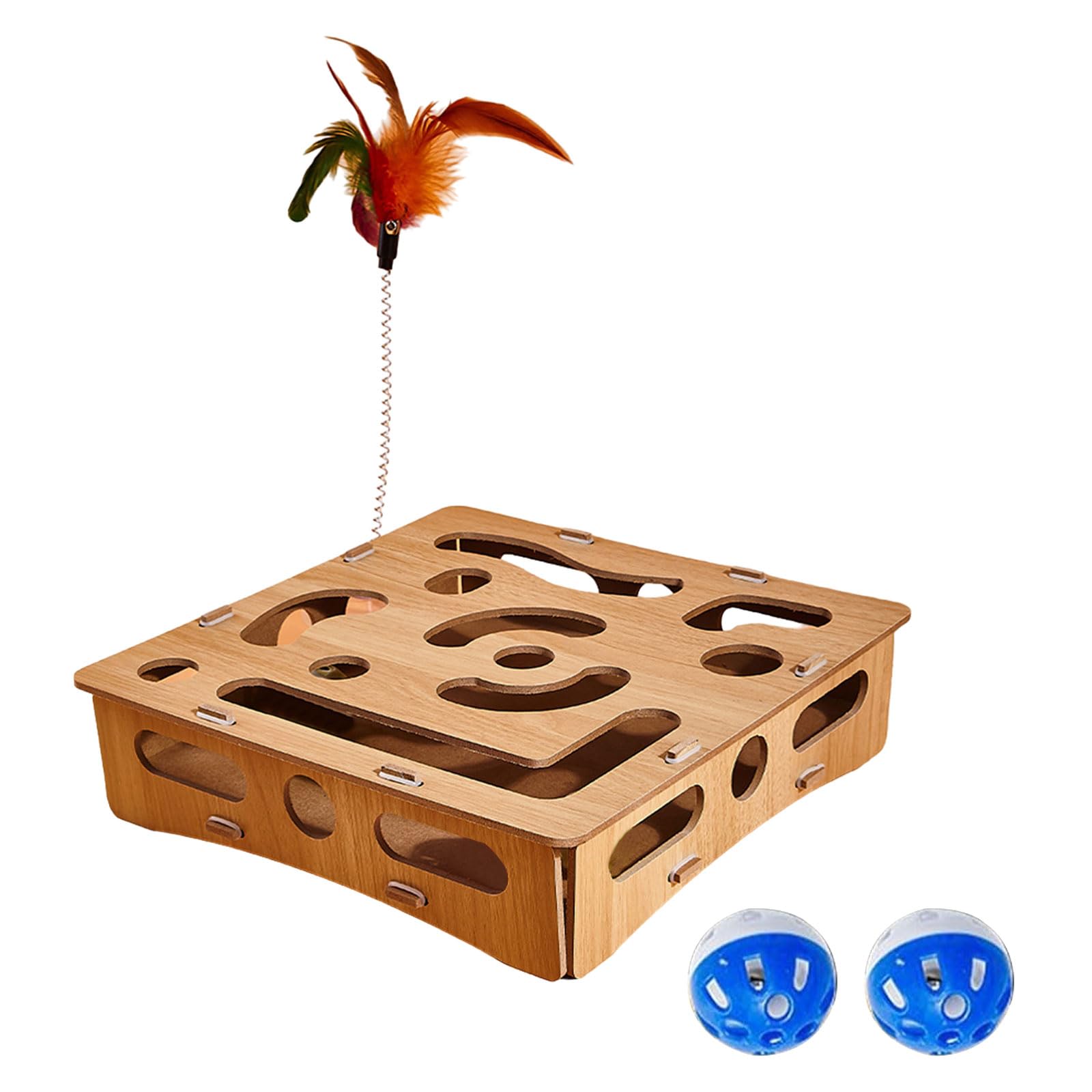 Interaktives Holzpuzzles Katzenspielzeug für Indoor-Kätzchen, stimulierende natürliche Katzen, Anreicherungsspielzeug, Haltbarkeit, Holzspielzeug für Haustiere
