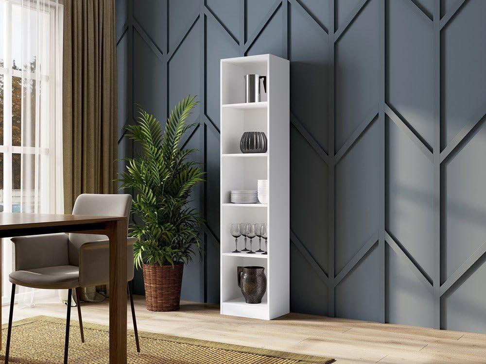 Bücherregal Vielseitiges, stilvolles Bücherschrank –Perfekt für Wohnzimmer & Büro (Weiss)