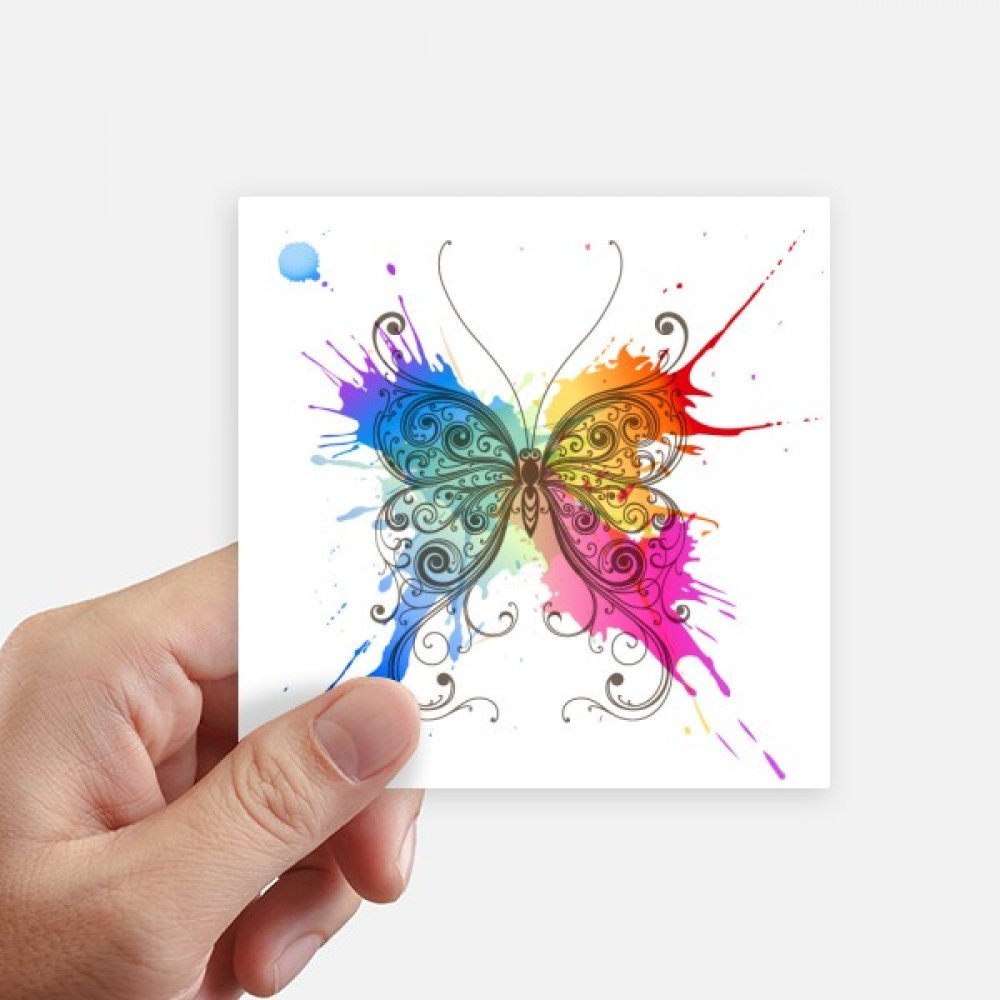 Autocollant carré peinture papillon imperméable pour sticker pc et déco de mur