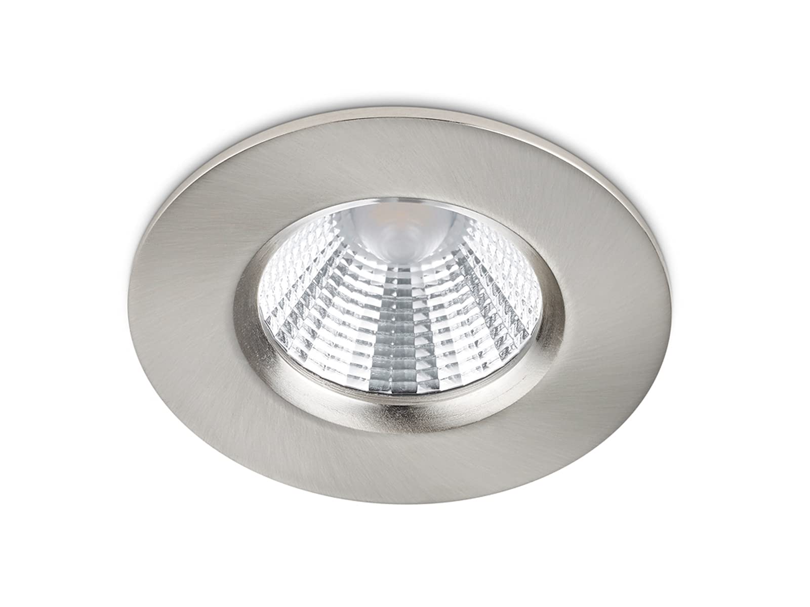 Okrągłe reflektory LED do zabudowy, zestaw 4 sztuk, bezstopniowo ściemniane (za pomocą instalacji domowej), nikiel matowy 5,5 W, elastyczne nowoczesne oświetlenie sufitowe, lampy trio