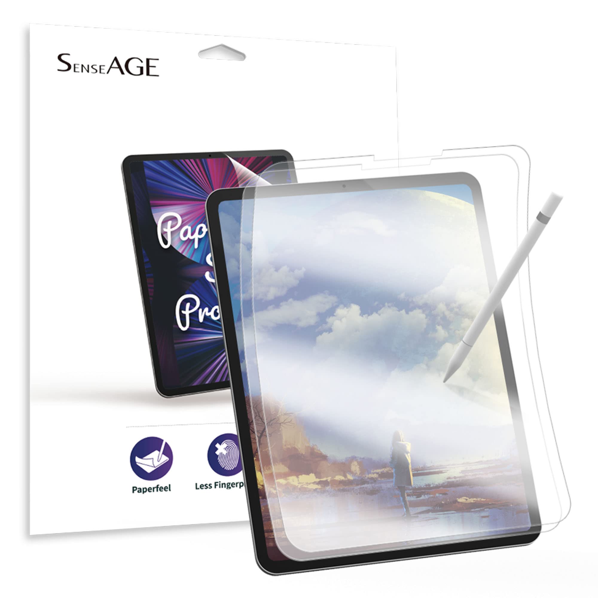 SenseAGE 2 Pack Paperfeel Screen Protector For iPad, Paperfeel Writing Screen Protector, Anti Glare iPad protector, Compatible with iPad Pro 11 inch (2022/2021/2020/2018), iPad Air 5th/4th