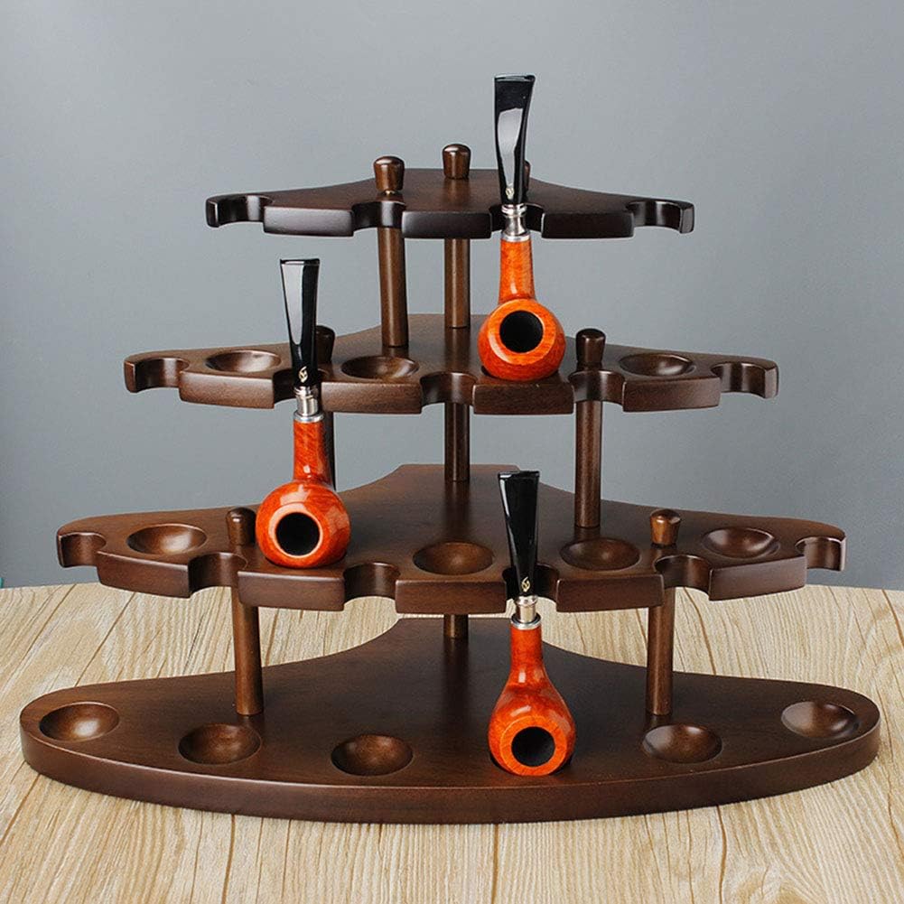 Smoking Pipe Accessories Wooden Pipe Desktop Stand Tobacco Display Rack Can Hold 15 Smoking Pipes Mens Gift