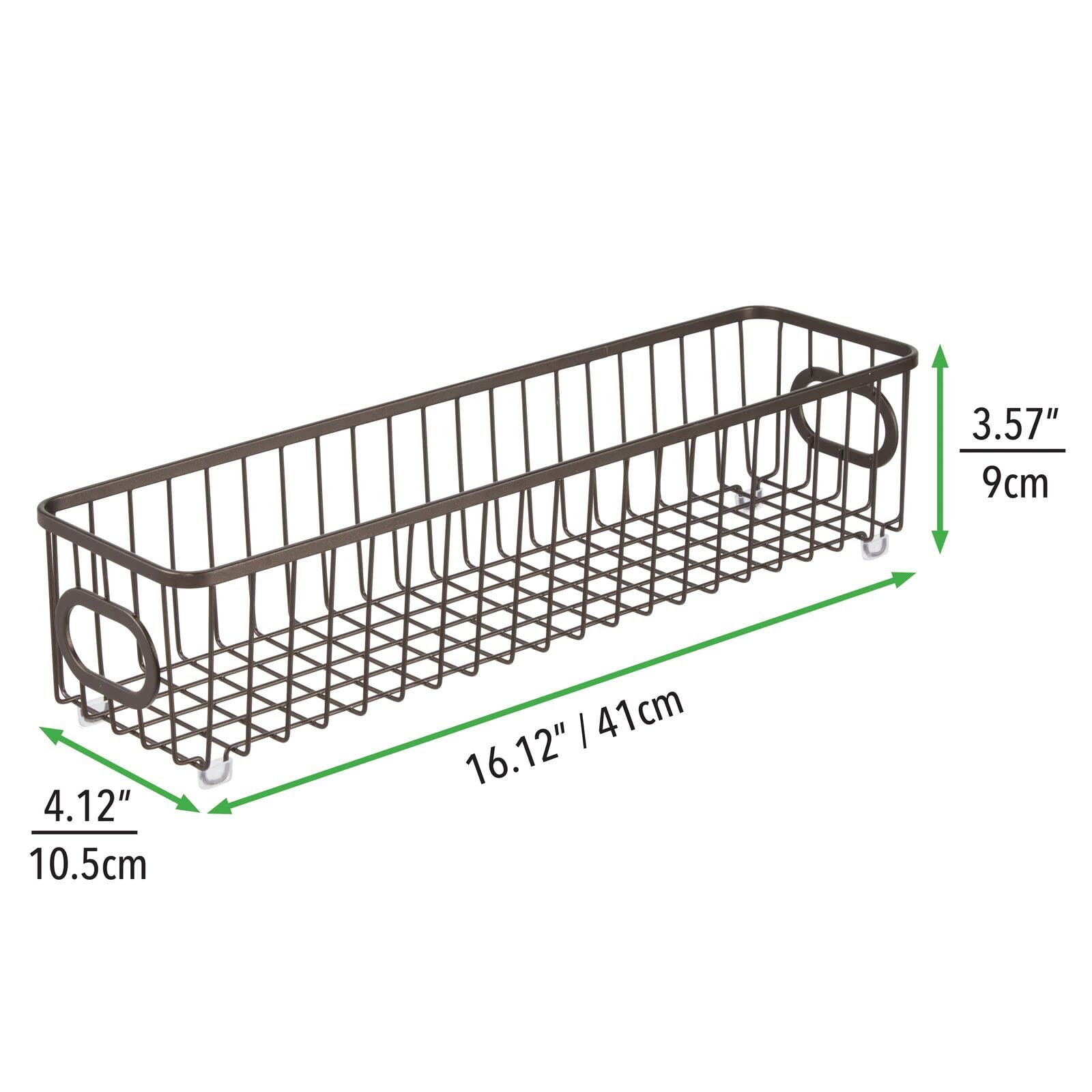 mDesign 4er-Set Küchenkorb aus Metall – flexibler Aufbewahrungskorb für die Küche, Vorratskammer etc. – kompakter und universeller Drahtkorb mit Griffen – bronzefarben