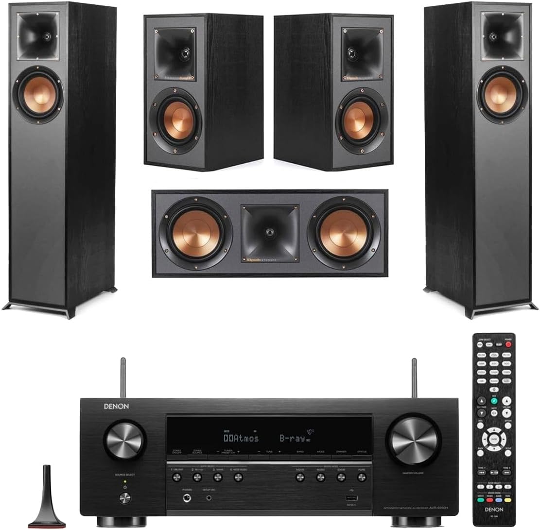 Reference 5.0 Home Theater System with 2X R-610F Floorstanding Speaker, R-52C Center Channel Speaker, 2X R-41M Bookshelf Speaker and AVR-S670H 75W 5.2-Channel 8K Network AV Receiver, Black
