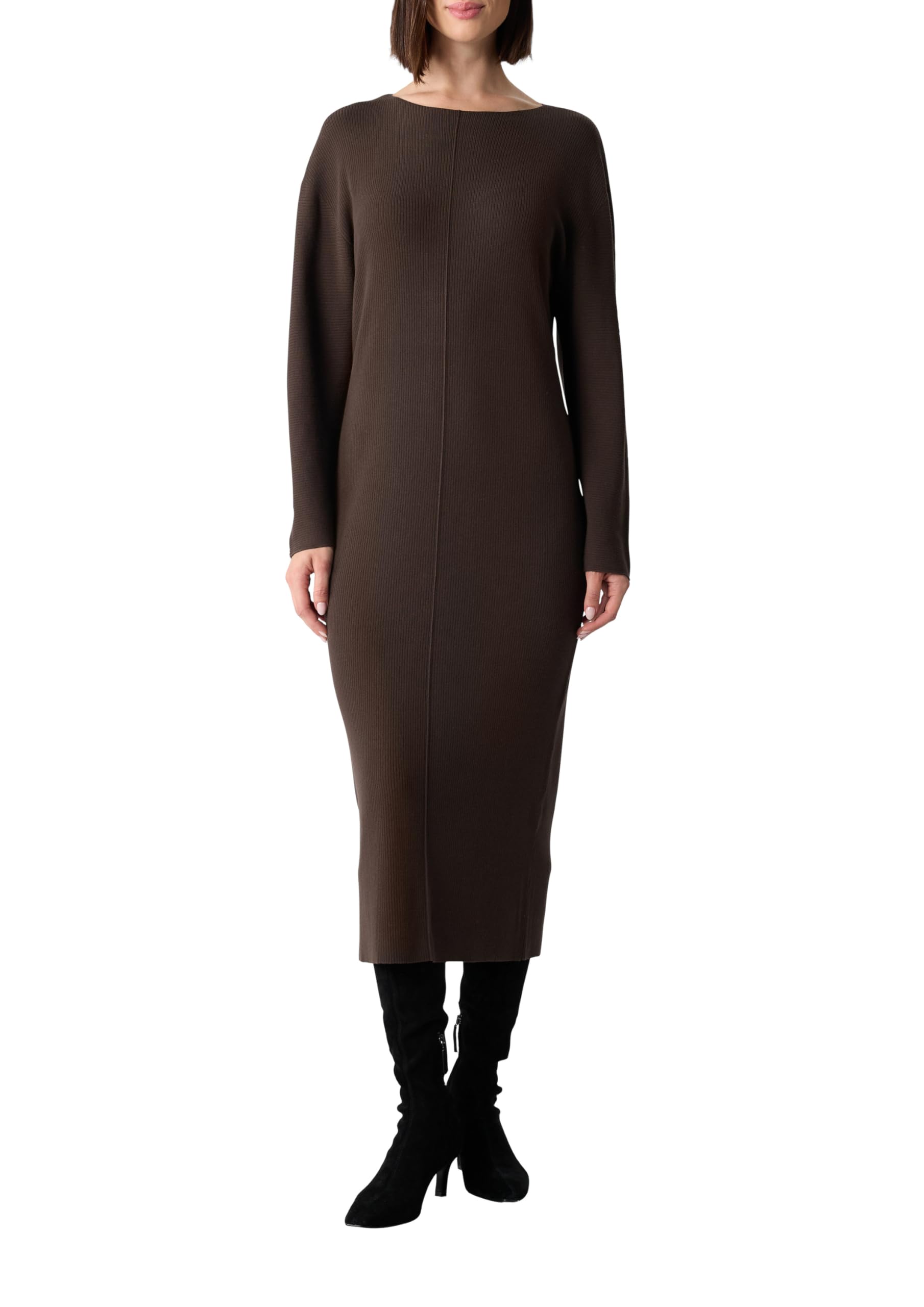 COMMA Rippstrickkleid mit überschnittenen Schultern