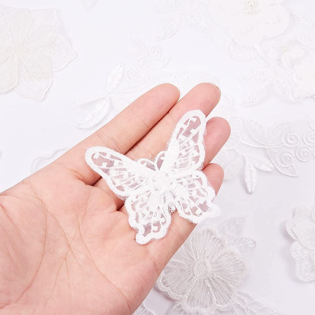 Écusson Brodés En Dentelle NBEADS - Patch Fleurs Verge D'Or Pâle 53x21.5cm à Repasser Ou Coudre Pour Vêtements Et Mariage