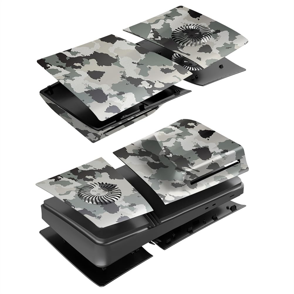 Placas frontales para PS5 Pro Disc Edition, para accesorios de cubierta P5 Pro, placa frontal, panel lateral transpirable, repuesto para placas de versión de disco PS5 Pro (camuflaje)