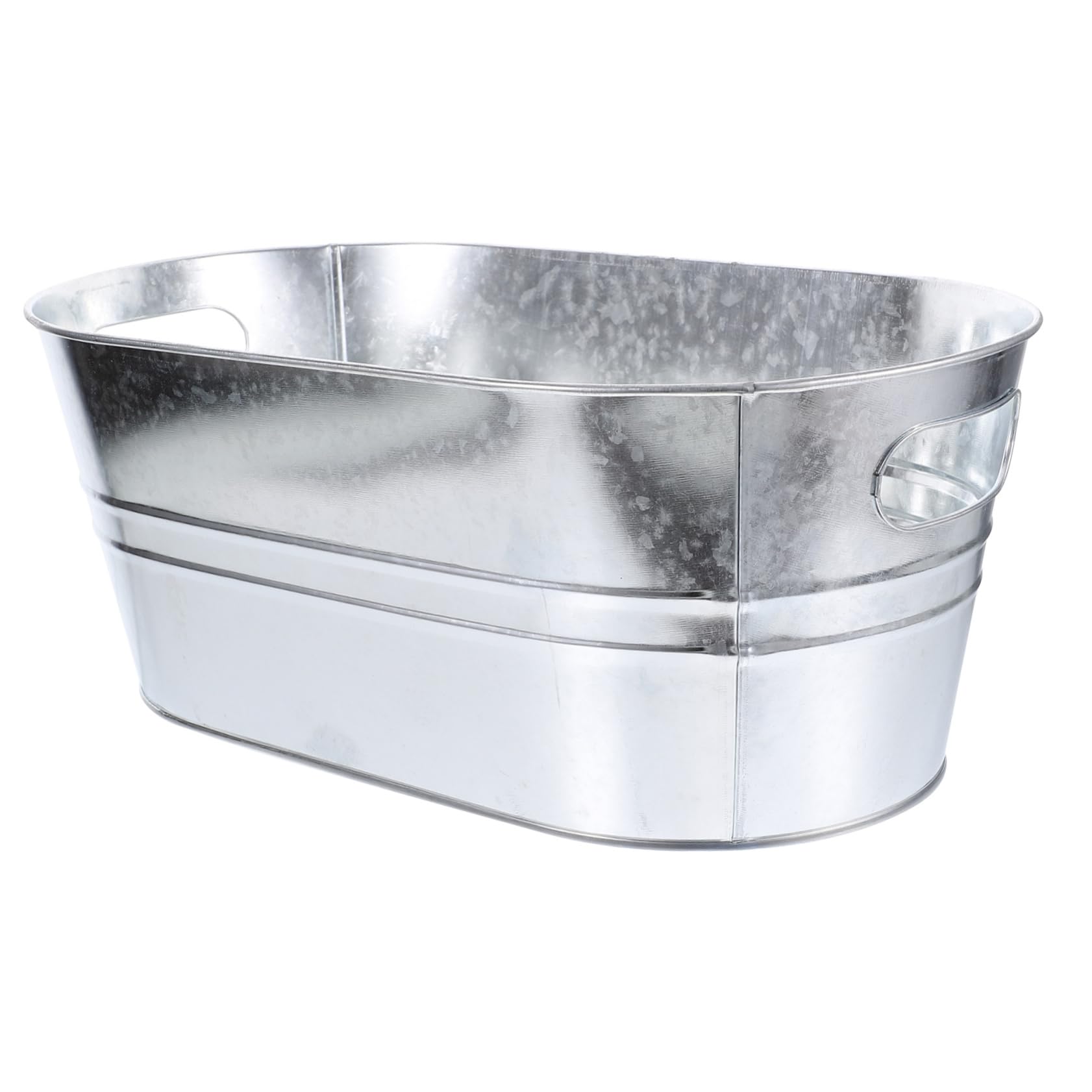 TOYANDONA Edelstahl Eiswürfelbehälter 15l Oval Silber mit Griff