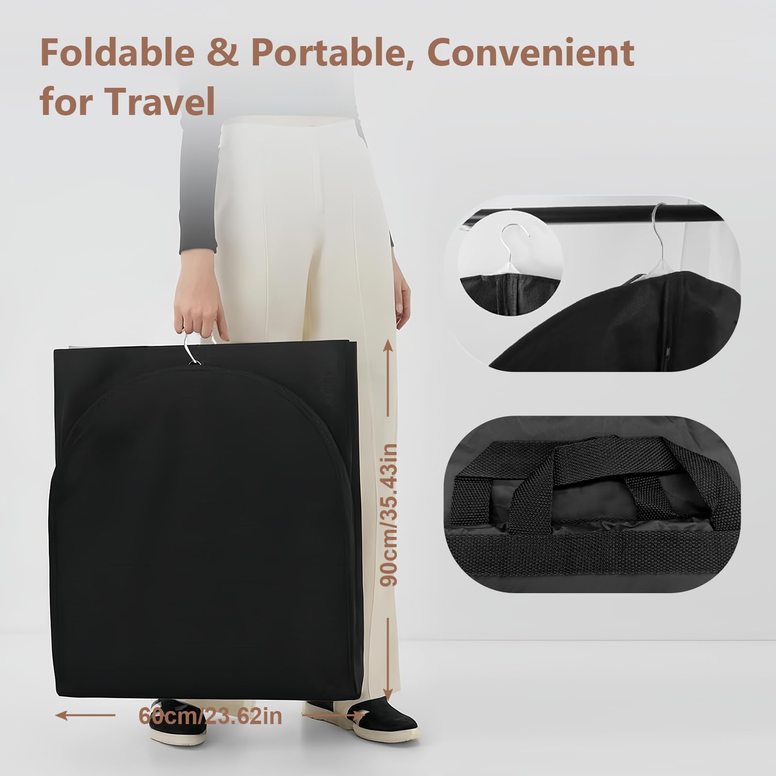 AMFUN 2 PCS Dress Bag,Full Length Travel Suit Bag with Zipper - Image 3