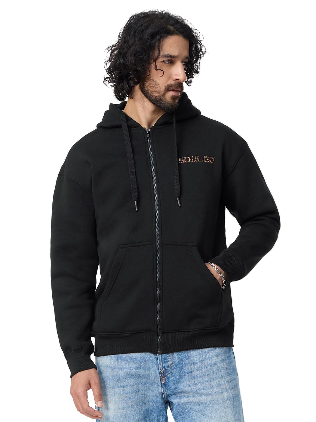 Souled Originals: Prism Men and Boys Full Sleeves Hooded Neck Black Embroidered Graphic Cotton Blend Oversized Fit Premium Heavy Fleece Zipper Hoodie-image-23