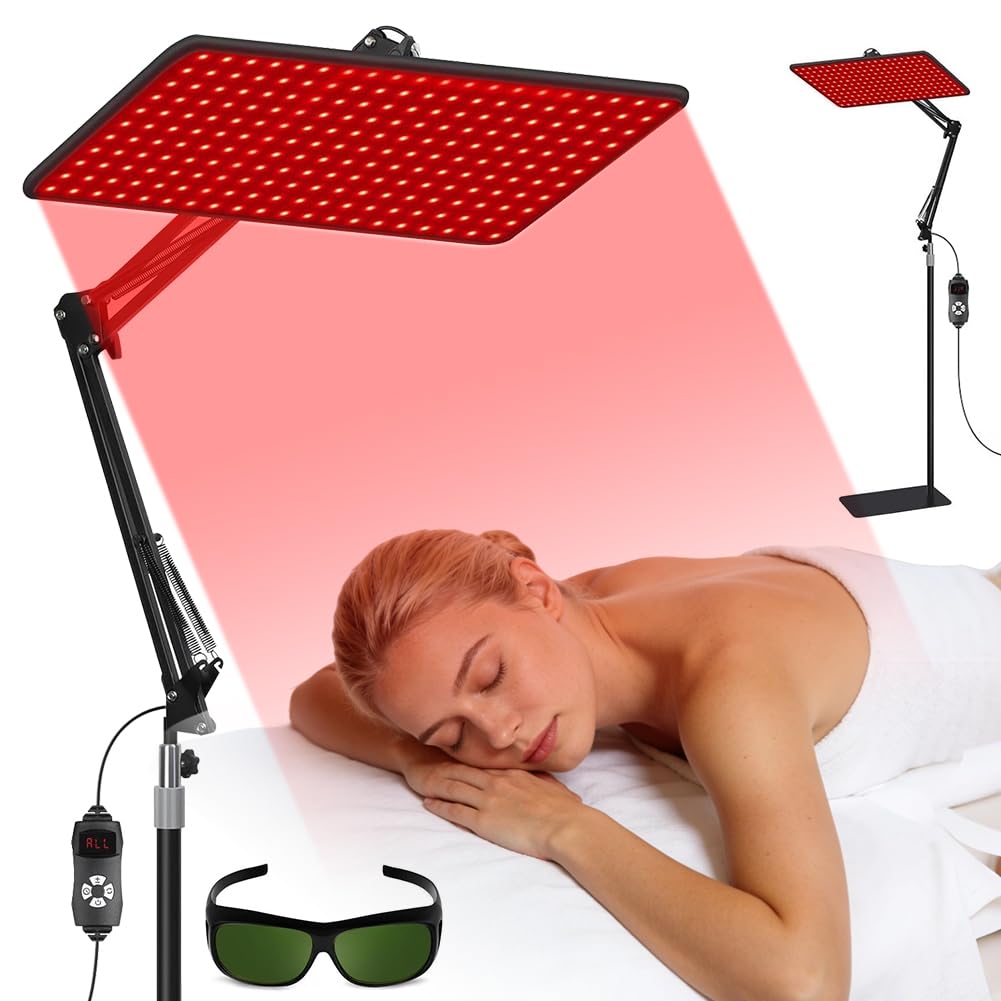 200 LED Czerwona lampa panelowa do terapii świetlnej, czerwona lampa do terapii całego ciała i twarzy, urządzenie do terapii świetlnej, 5 ustawień i timer, trójfalowiec (660nm/850nm/940nm), z
