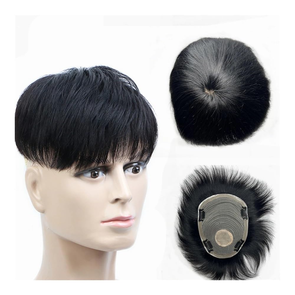 Peluca para Hombres Men's Wig Human Hair Toupee with PU Around Hair Replacement System Prosthetic Male Pieces For Men Baldness with Tape(18x20 cm)