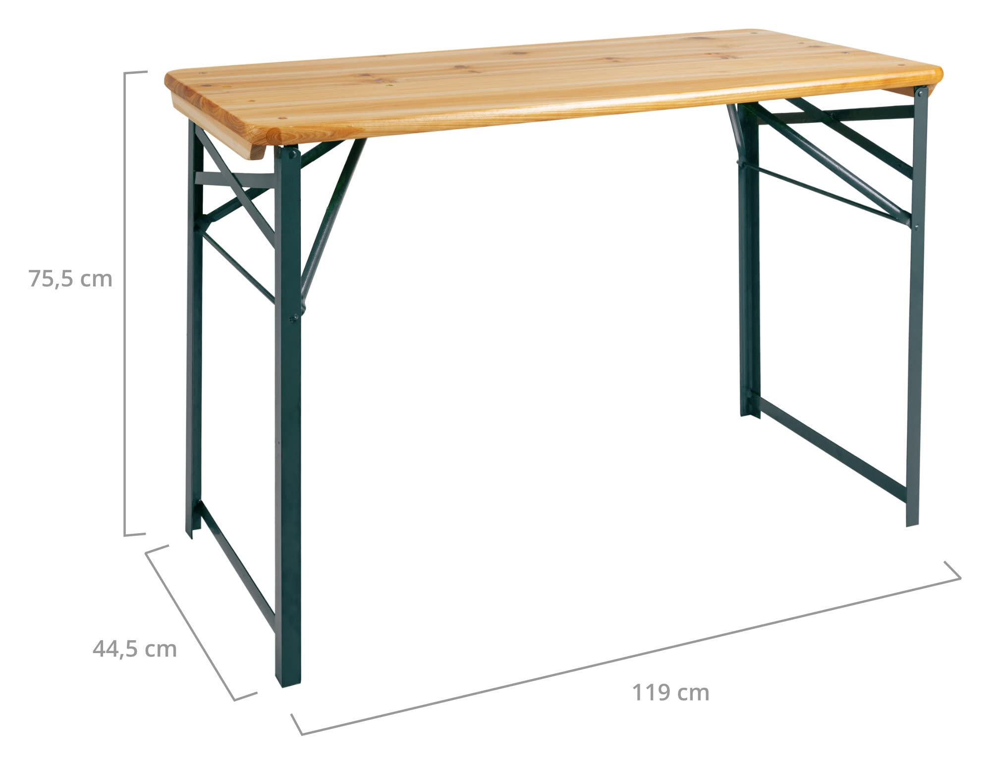 Stagecaptain BBT-119 Hirschgarten Bierzelttisch 119 cm - Robuster, kurzer Biertisch (119 cm lang) - Lackierte Oberfläche - Zusammenklappbar - Einfach zu verstauen und transportieren