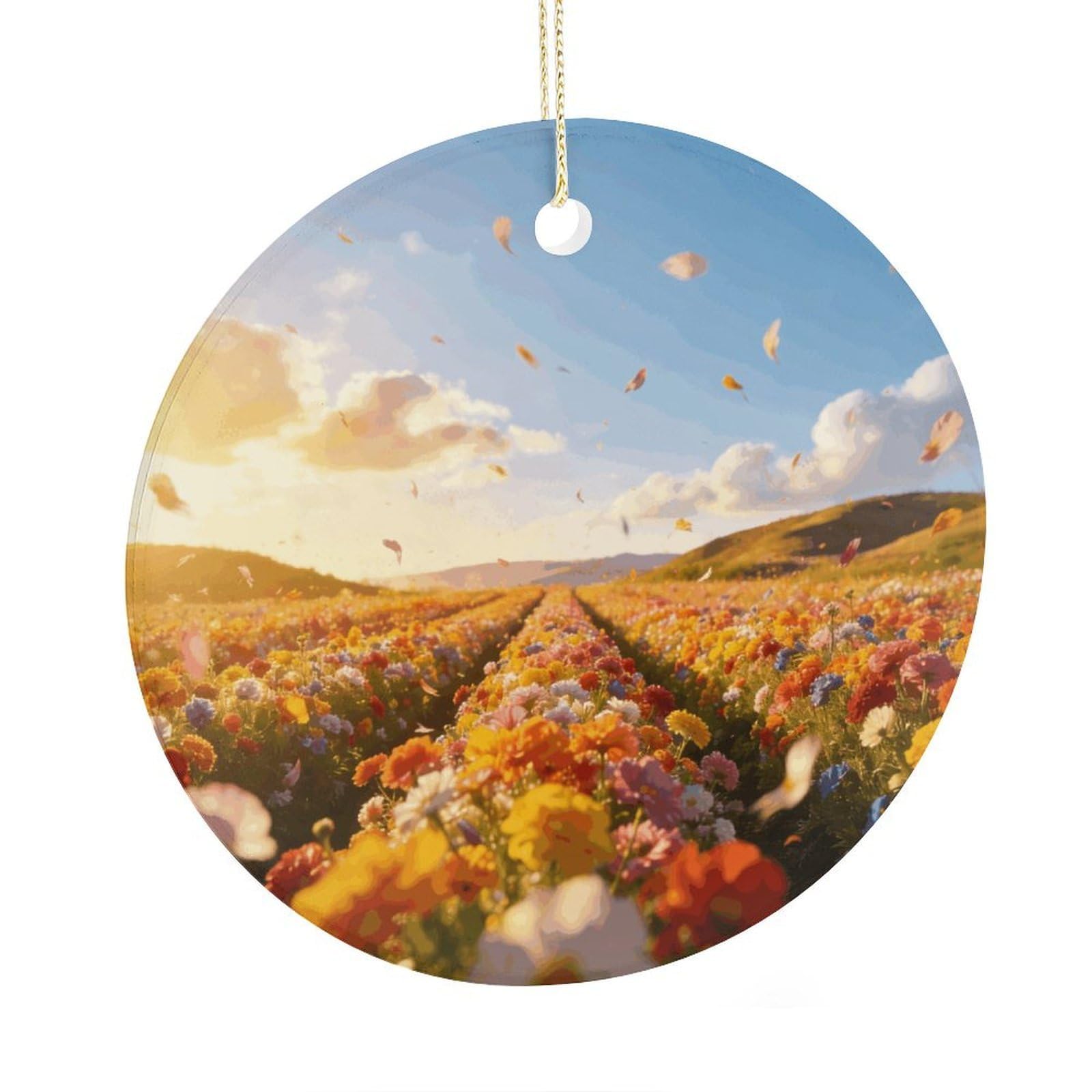 Fodpand Women's Style Spectacular Flower Field Scenery Ceramic Christmas Ornament,Wall Hanging Decor Windows Hanging Decor Best Friend Birthday Gifts, Friendship Gifts Car Hanging Ornament Gift For Girls, Teachers 2