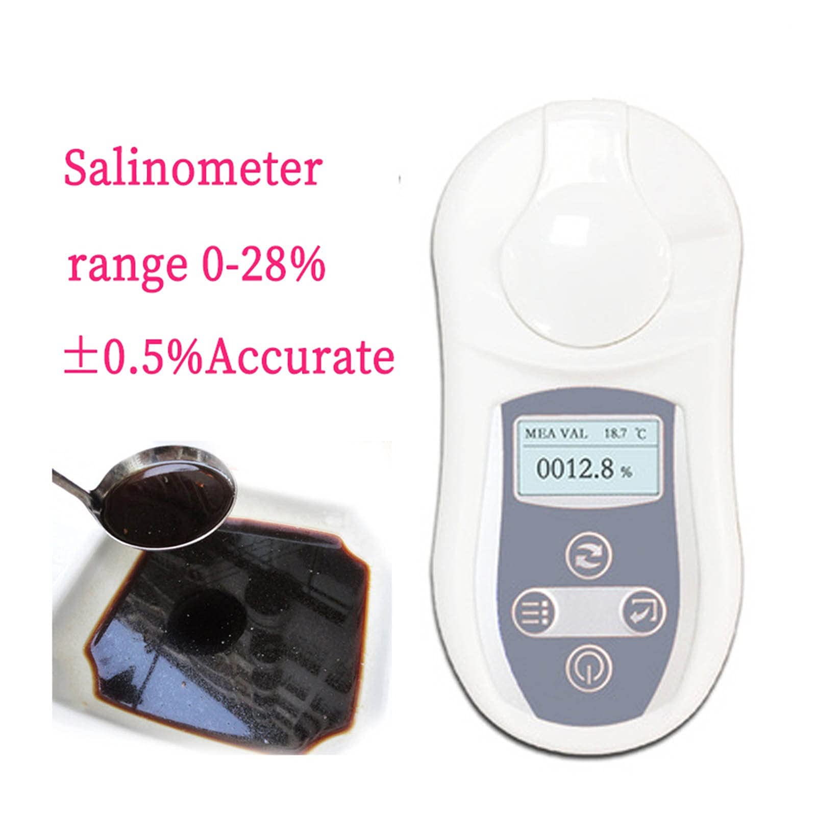 EDEDE Refraktometer, Digital Salinimeter, Salzsuppe 0-28% Küche Lebensmittel Salzzähler Meisterschaftsmarkt Salzgehalt Meter Tragbares Refraktometer für Weinherstellung, Bierbrauen, Obst, Zuckergehal