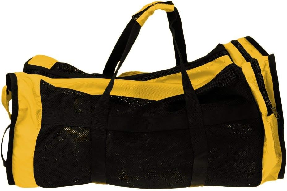 Heavy Duty Foldable Mesh Dive Bag Duffel Bag Storage Pouch for Diving Scuba Snorkeling Gear Yellow