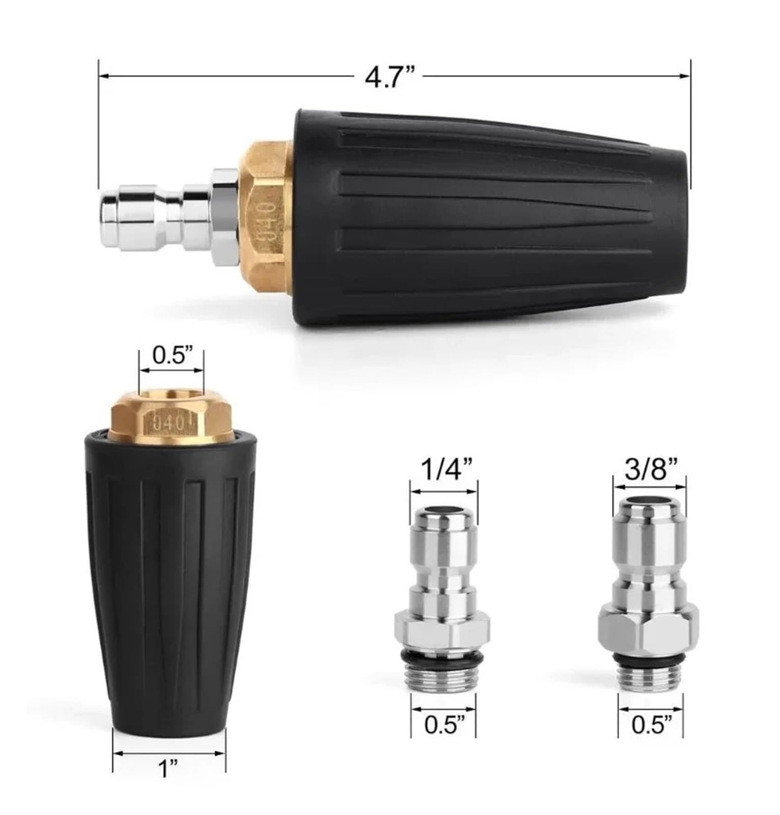 Turbodysza myjki ciśnieniowej, szybkozłącze 1/4", 4000 PSI, kryza 3,0–6,0 GPM Obrotowa mosiężna dysza do skutecznego czyszczenia betonu, cegieł, łodzi i podłóg garażowych(5.5gpm)