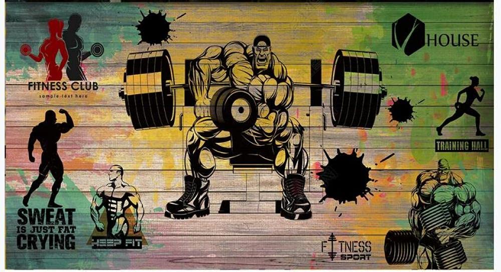 Papel pintado personalizado 3D tablón de graffiti deportes fitness club foto mural papel tapiz 3D cartel decoración de pared papel tapiz-300 * 210cm