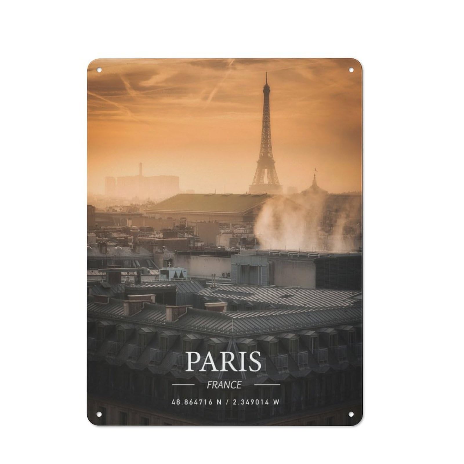 Junmoney Paris Metal Sign 40X30cm With For Workshop Wall, Rustic Decor, For Collectors Decorating Workshops And Hobby Rooms