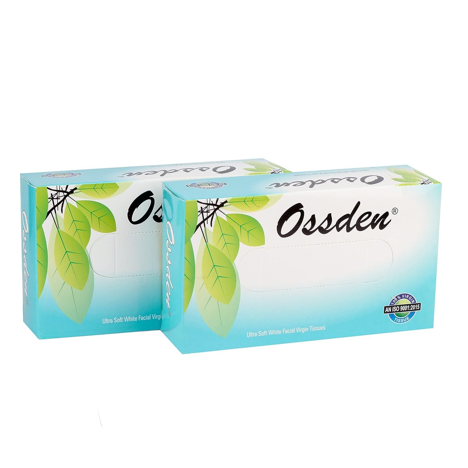 Ossden Facial Tissue 2ply Box 100% Virgin Paper (100 Pulls Per Box, 400 Sheets) Pack of (2)