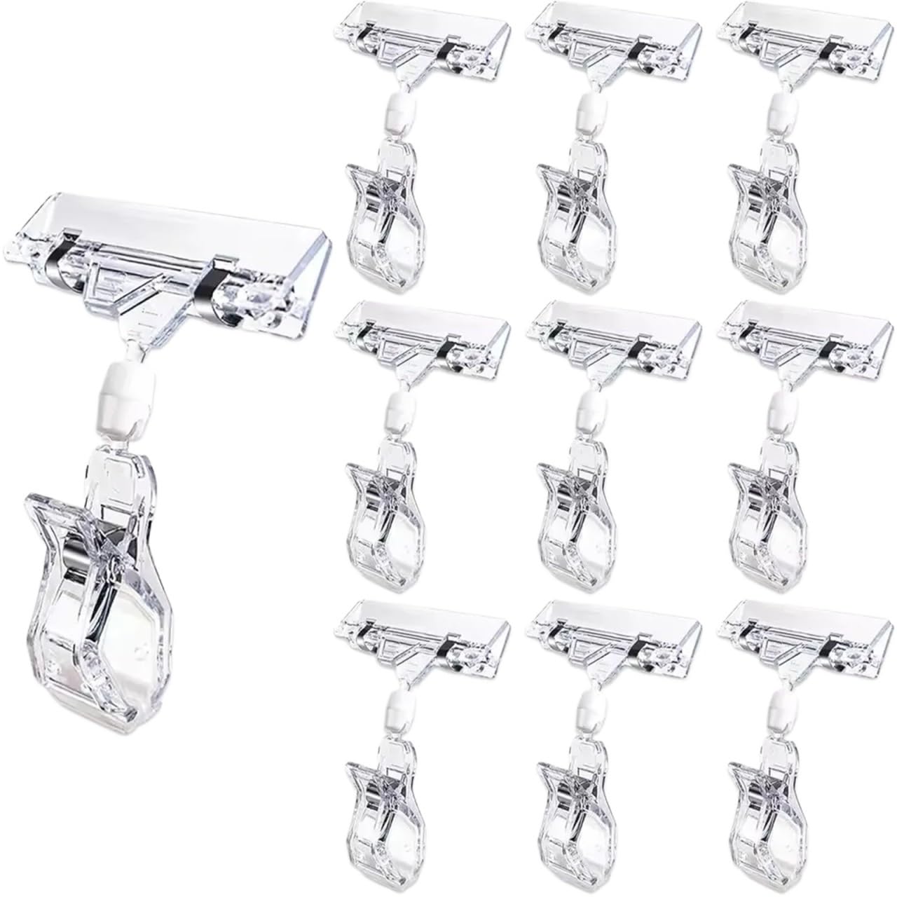 Qvorlth Clip On Sign Holder 30pcs Sign Clips For Retail Display Double Sided Holder Clear Acrylic Price Clamps Merchandising Rotatable Clip For Display