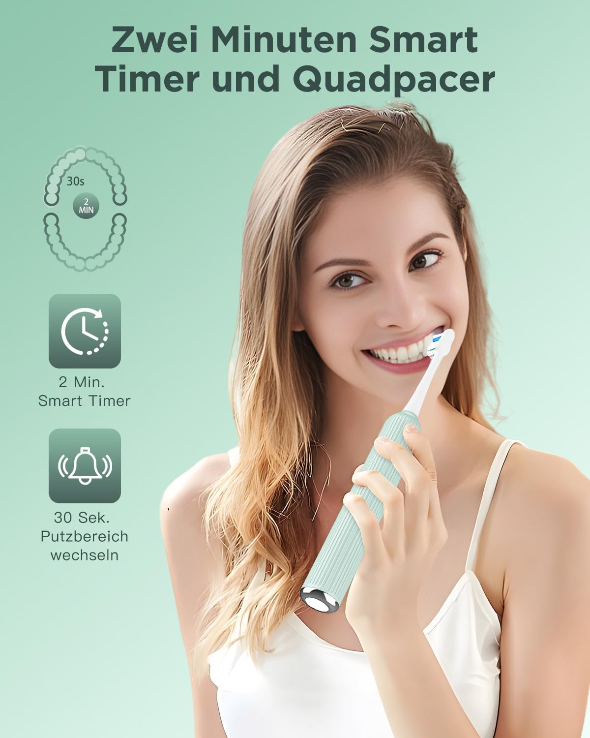Spazzolino elettrico sonico per adulti e bambini, 5 modalità di pulizia con 3 livelli di intensità, timer, 8 testine di ricambio e custodia da viaggio, ricaricabile Sonic Toothbrush nero
