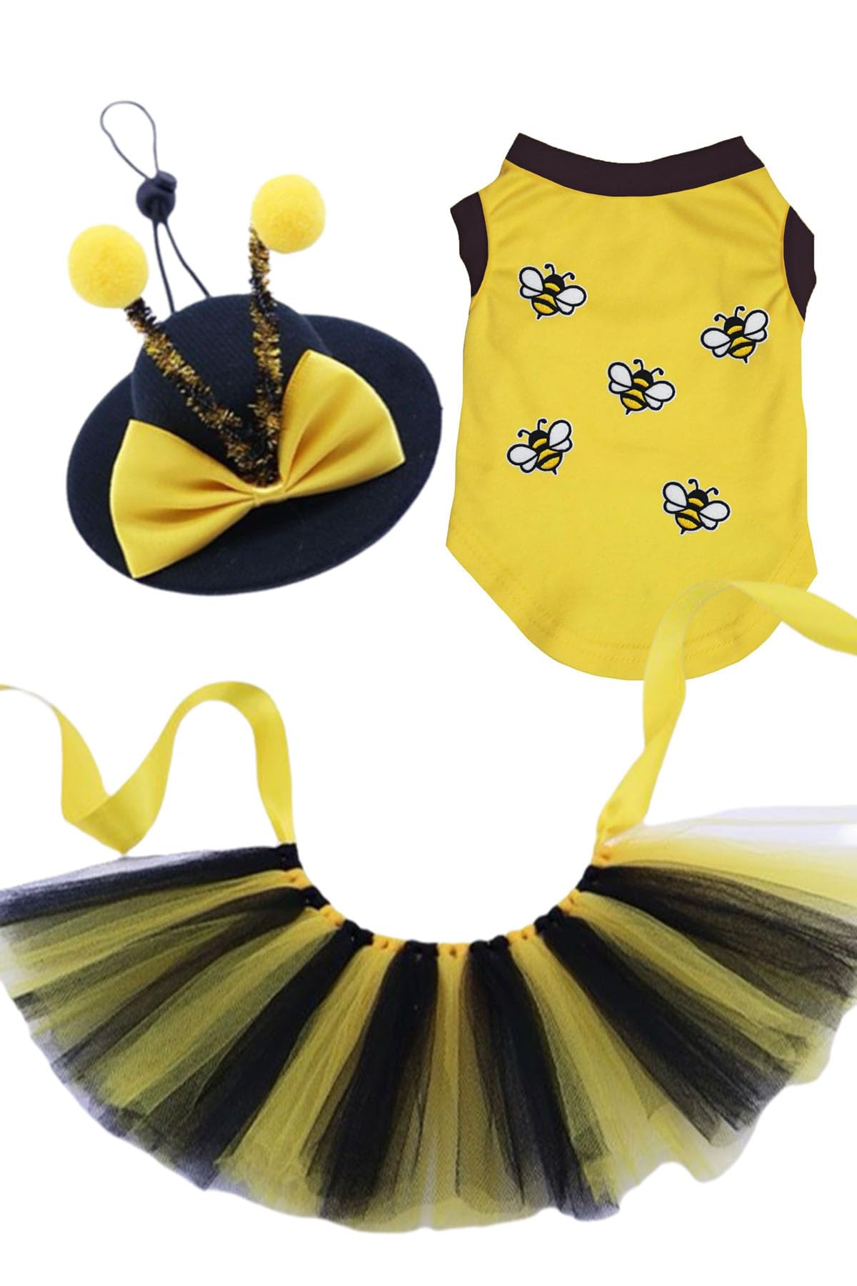 Chemise pour chien Bee Lot de 3 accessoires Jaune L pour les fêtes