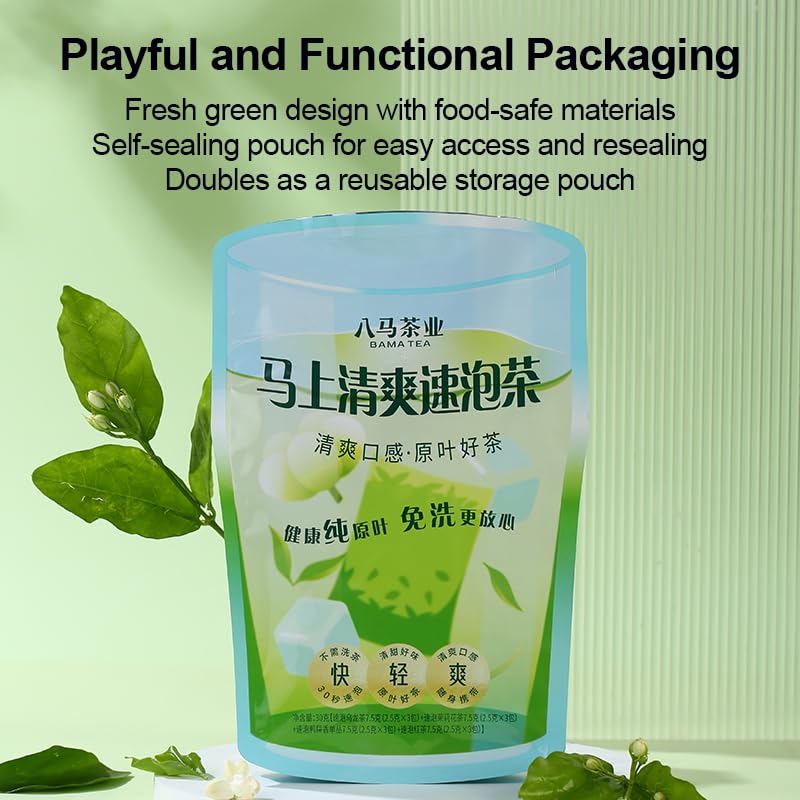 Bama Tea Quick-Brew Variety Tea Bags Oolong Tea/Jasmine Tea/Dancong Tea/Black Tea Combo​ Chinese Loose Leaf 1.06 oz (2.5g × 12 bags)