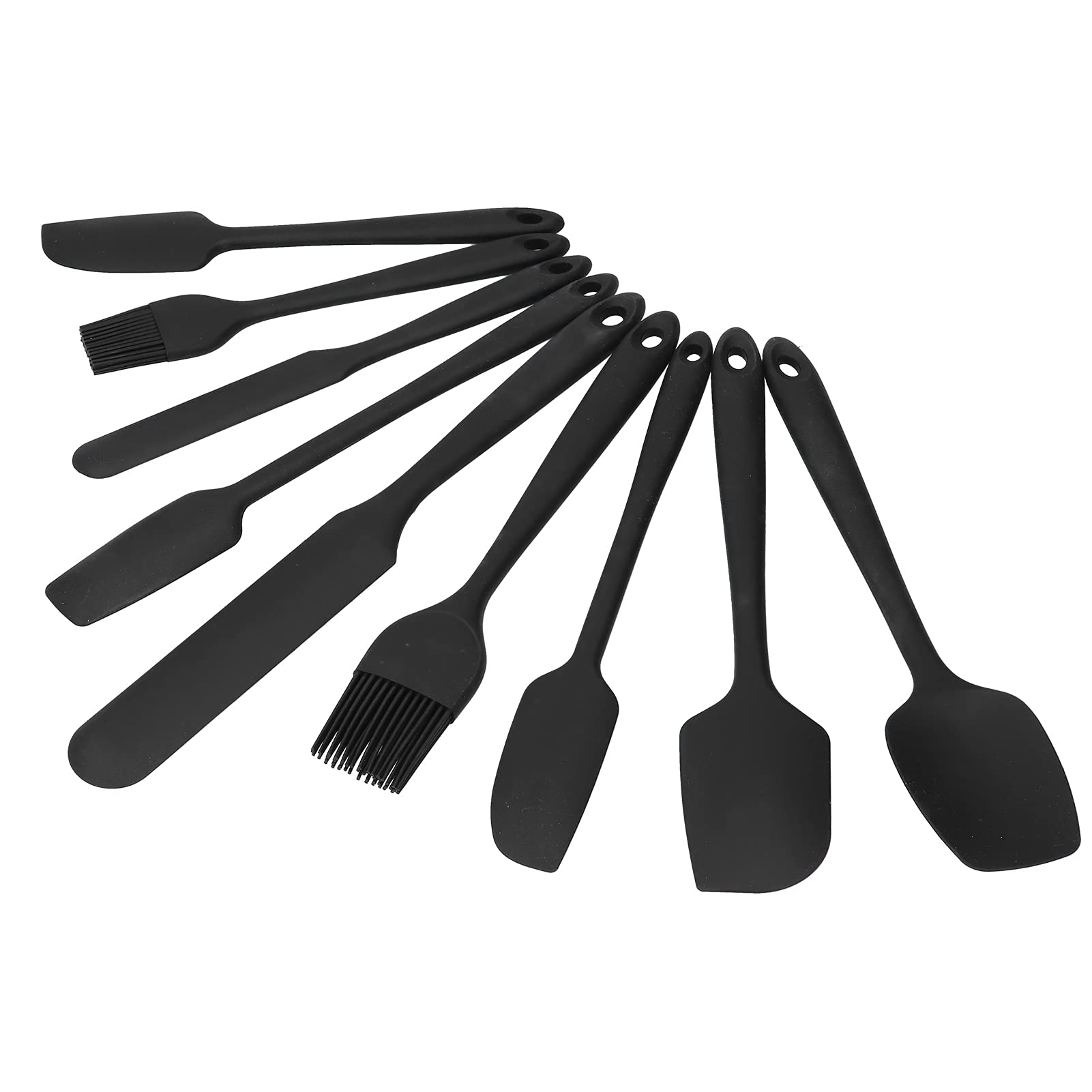 9 Pezzi Mini Spatole Set Flessibile Tenuto in Mano Marmellata Torta Crema Pennello da Utensili da Utensili da Forno Professionali per Ristoranti Domestici Silicone Nero 650g