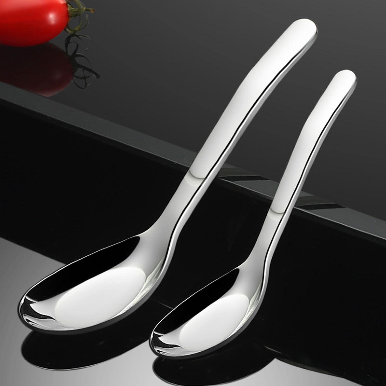 FOFY Stainless Steel Spoon Household Flat Spoon Thickened deepening Spoon Creative Restaurant Hotel Spoon 316L Large Flat Bottom Spoon