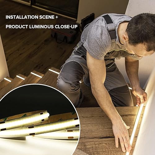 Miniatura 3 de FCOB COB - Tira LED flexible de alta densidad de 6.56 pies, 640 LED, 0.315 in, sintonizable, blanco cálido, 3000 K, CRI 90+ 5 V, USB, regulable,