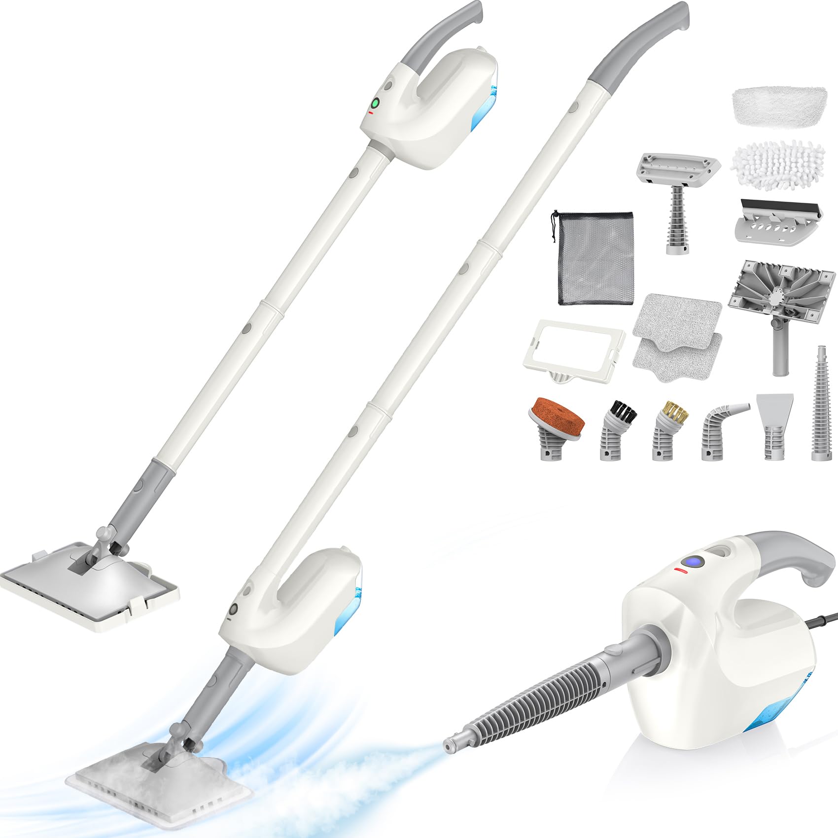 Steam Mop with Detachable Handheld Steamer, 10-in-1 Steam Cleaner