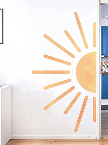Miniatura 2 de Calcomanía de pared para niños, calcomanías de sol amarillo grande, decoración de sol y nubes, decoración de pared de sala de juegos, calcomanías de