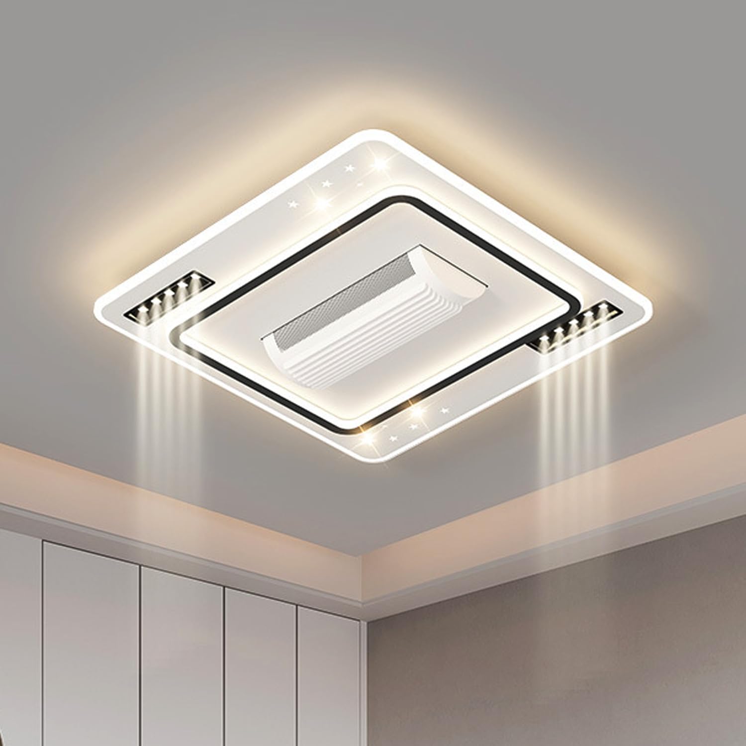 amiciSmart Luxury Bladeless Ceiling Fan with Integrated LED Lighting | Remote Control | Adjustable Speed & Brightness| Bunk-Bed Children Safety,Acrylonitrile Butadiene Styrene