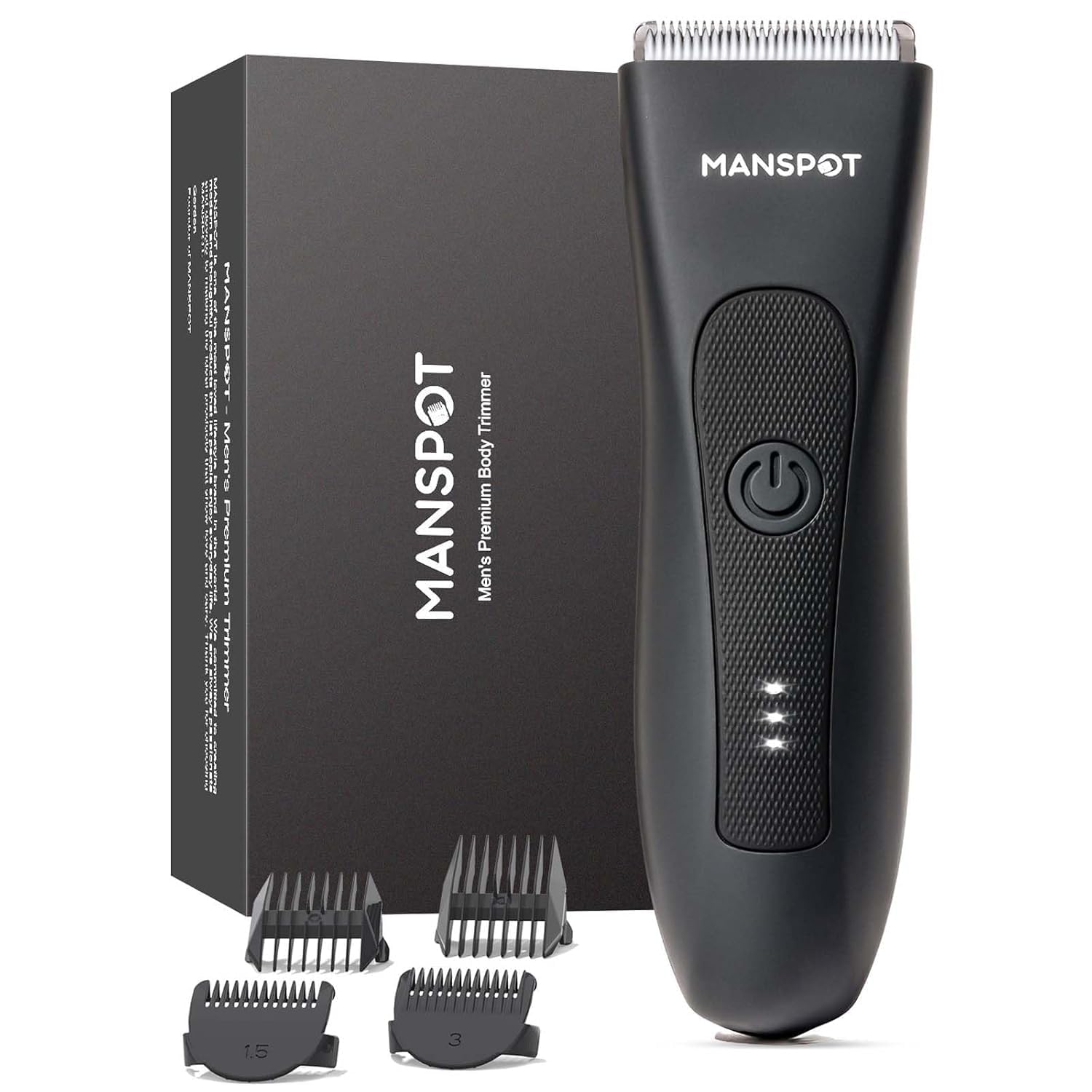 MANSPOT Ball Trimmer for Men, Private Part Hair Trimmer, Pubic Hair Trimmer & Body Groomer, Ceramic Blade, IPX7 Waterproof Wet & Dry, Rechargeable Body Trimmer for Balls, Groin, Legs & Intimate Areas