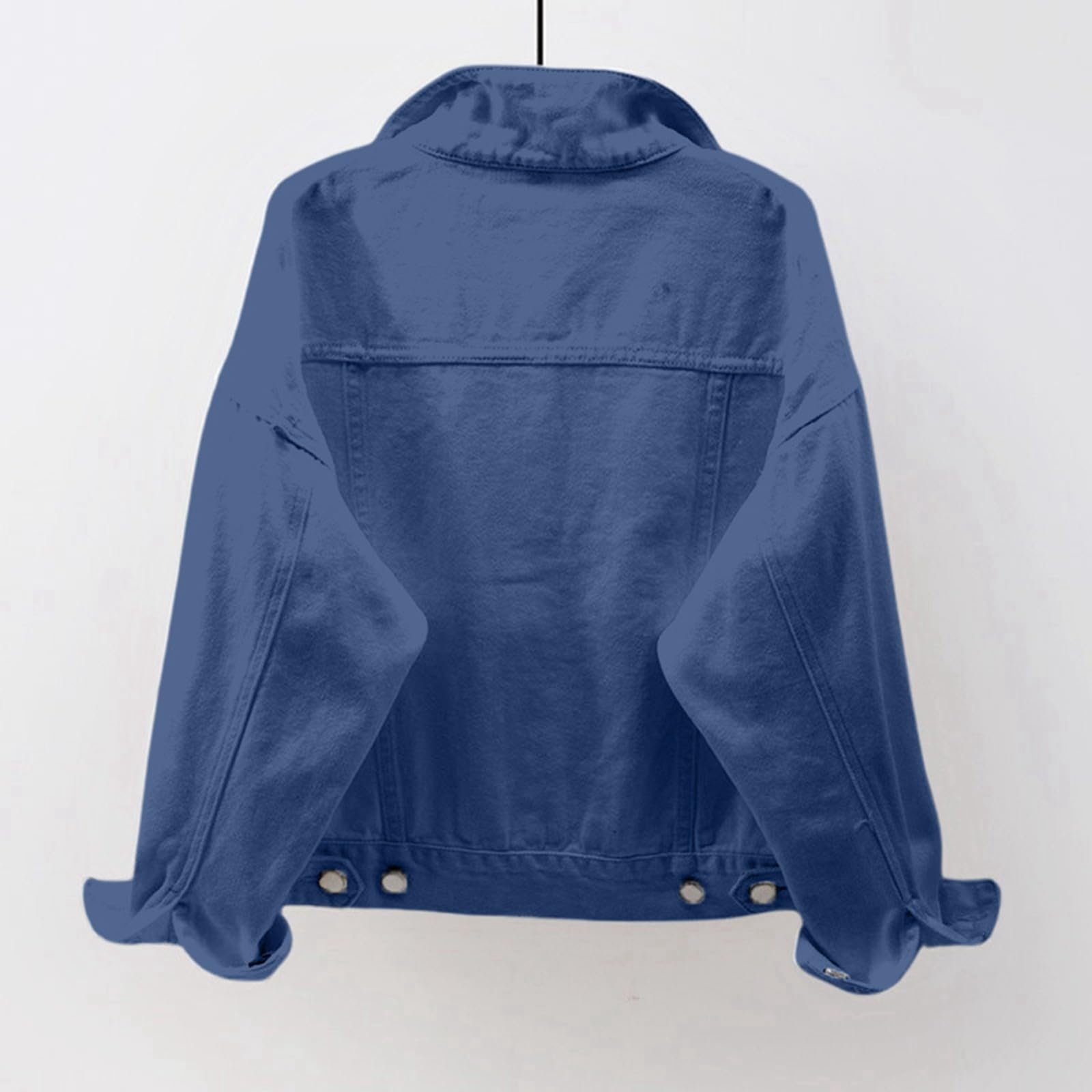 Generisch 2026 Chaqueta vaquera para mujer con bolsillos grandes Cierre de botones Diseño liso Abrigo corto para estilo versátil