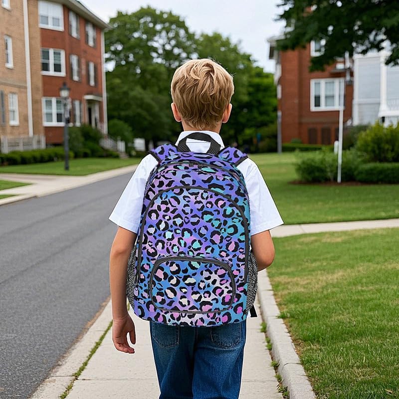 School Backpack Casual Bookbag with Multiple Pockets 18 inch Laptop Backpacks for Travel Hiking, Schoolbag for Students Girls Boys Women Men, Fashion Leopard Print - Image 6