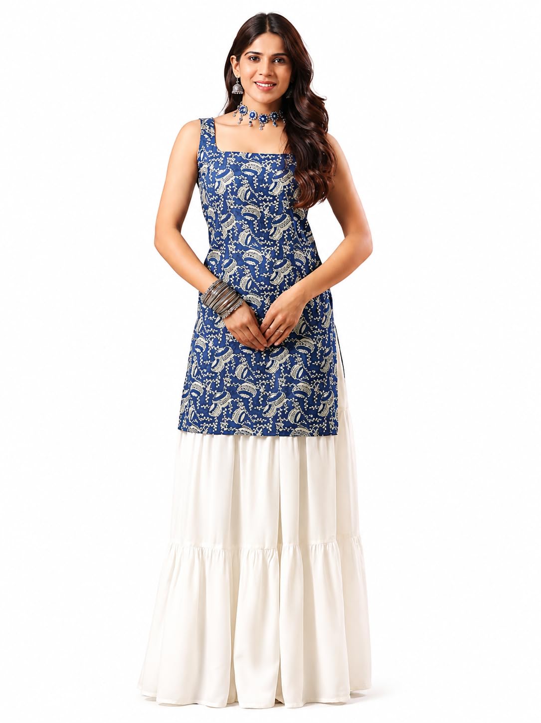 rimeline Women’s Cotton Printed Sleeveless Kurta | Square Neck Ethnic Kurti with Back Tie-Up Design | Casual-picture-17