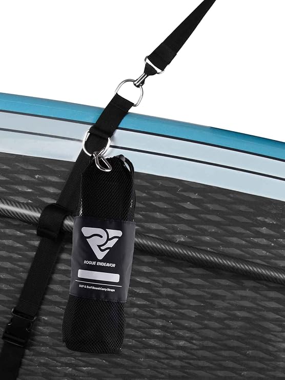 Rogue Endeavor Premium Material Stainless Steel Heavy Duty Stand Up Paddle Board Carrying Strap with Mesh Carry Bag and Carabiner Standard