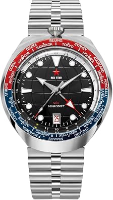 SEAKOSS RED Star 42mm GMT Watches for Men 10ATM NH34 Movement Automatic Mechanical Diving Watch Super Luminous Stainless Steel Calendar Reloj mecanico para Hombre