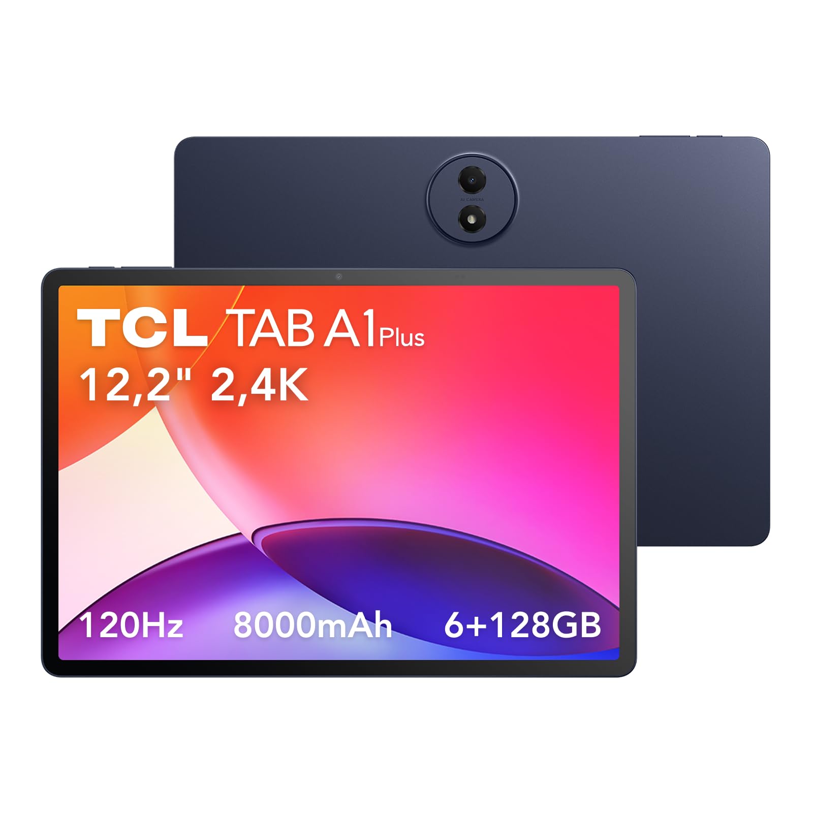 TCL Tab A1 Plus Tablet Android, 6+128 GB, Pantalla 12.2", 2.4K a 120Hz, Batería 8000 mAh, NFC