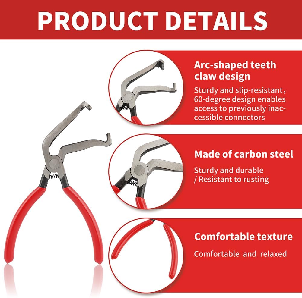 4 Pcs Automotive Electrical Disconnect Pliers,High-Carbon Steel Connector Separator Kit,Straight/60° Pliers,Hose Clamp Plier,Plug Release Tool and Wire Terminal Removal in Storage Box,for Car Truck