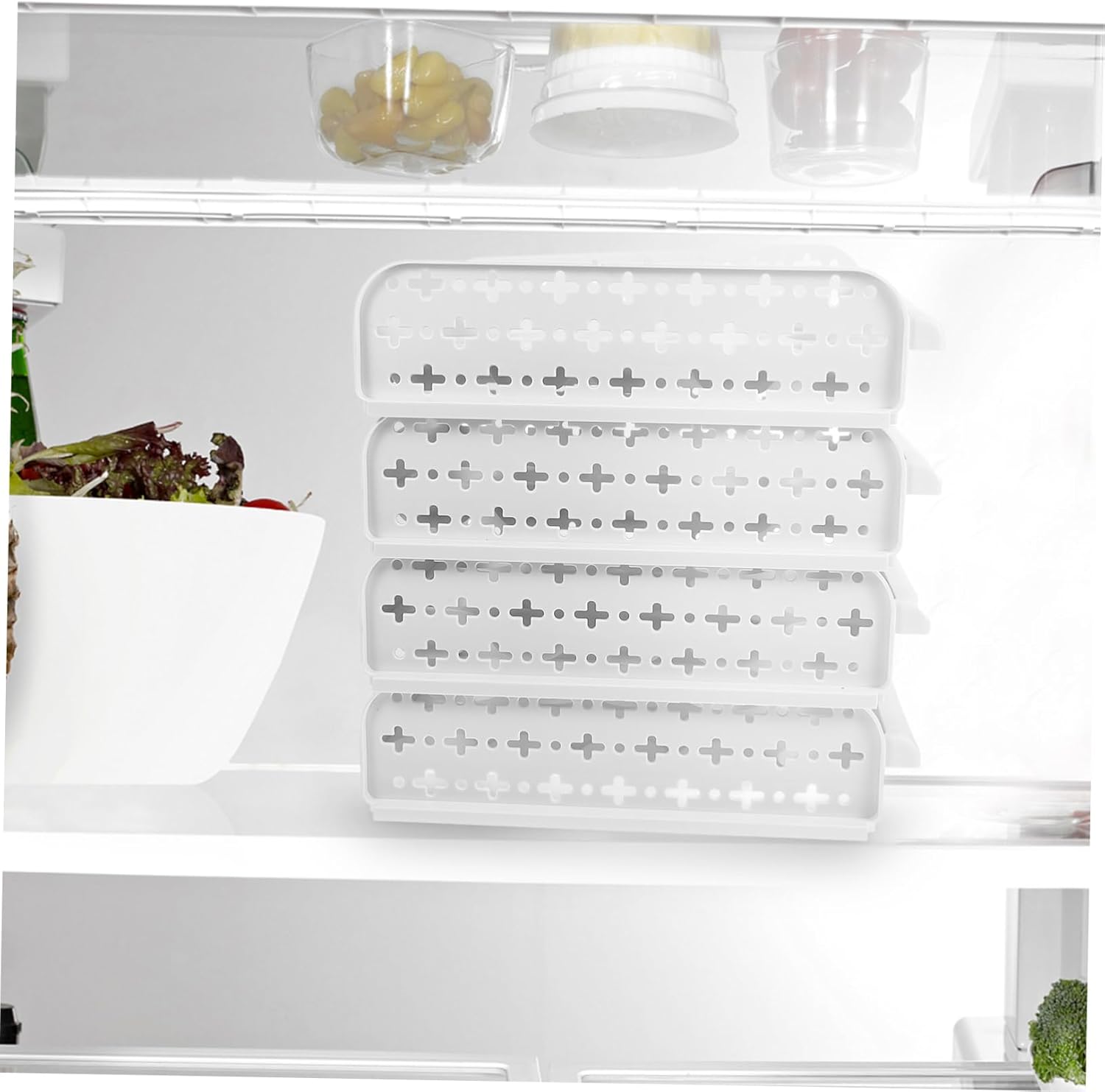 Mipcase 30grids Egg Carton Storage Box Stackable Egg Container Food Organizer for Refrigerator Pantry Style